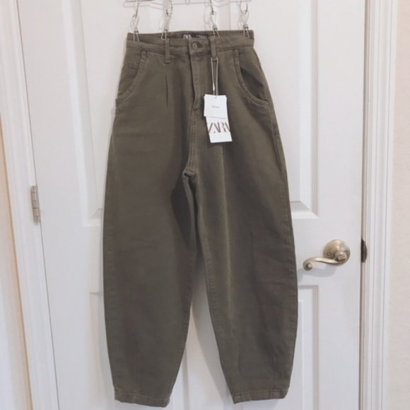 Zara | Jeans | New Zara Slouchy Jeans Army Green Balloon Jean | Poshmark